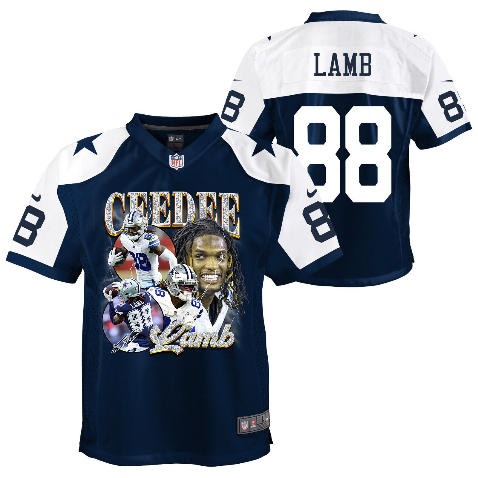 CeeDee Lamb 88 Dallas Cowboys Cee Works Hard Alternate Game YOUTH Jersey - JSDV790