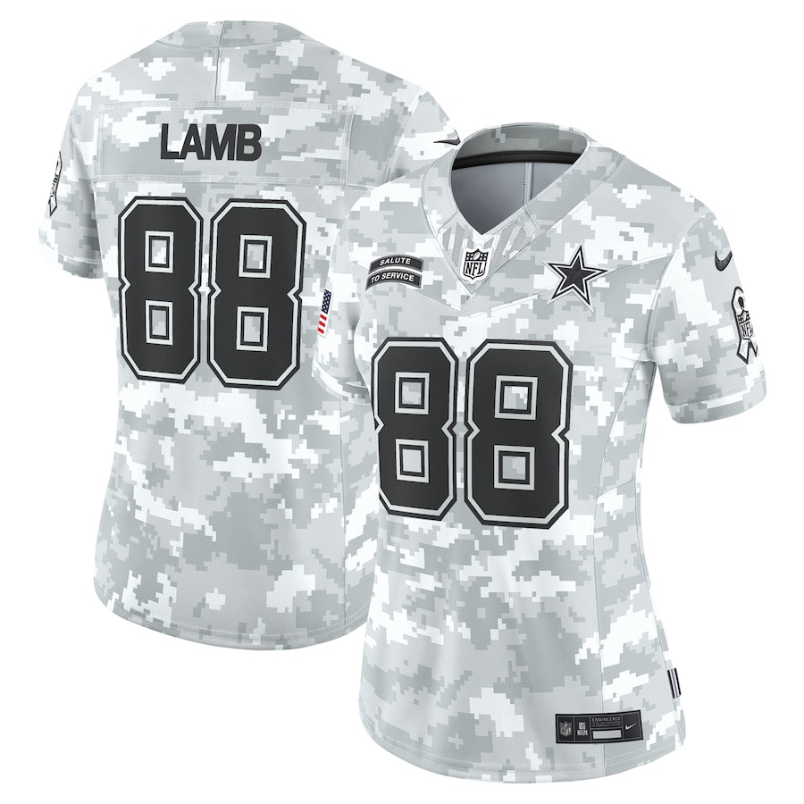 CeeDee Lamb 88 Dallas Cowboys Women's 2024 Salute to Service Limited Jersey - Arctic Camo - JSDV892
