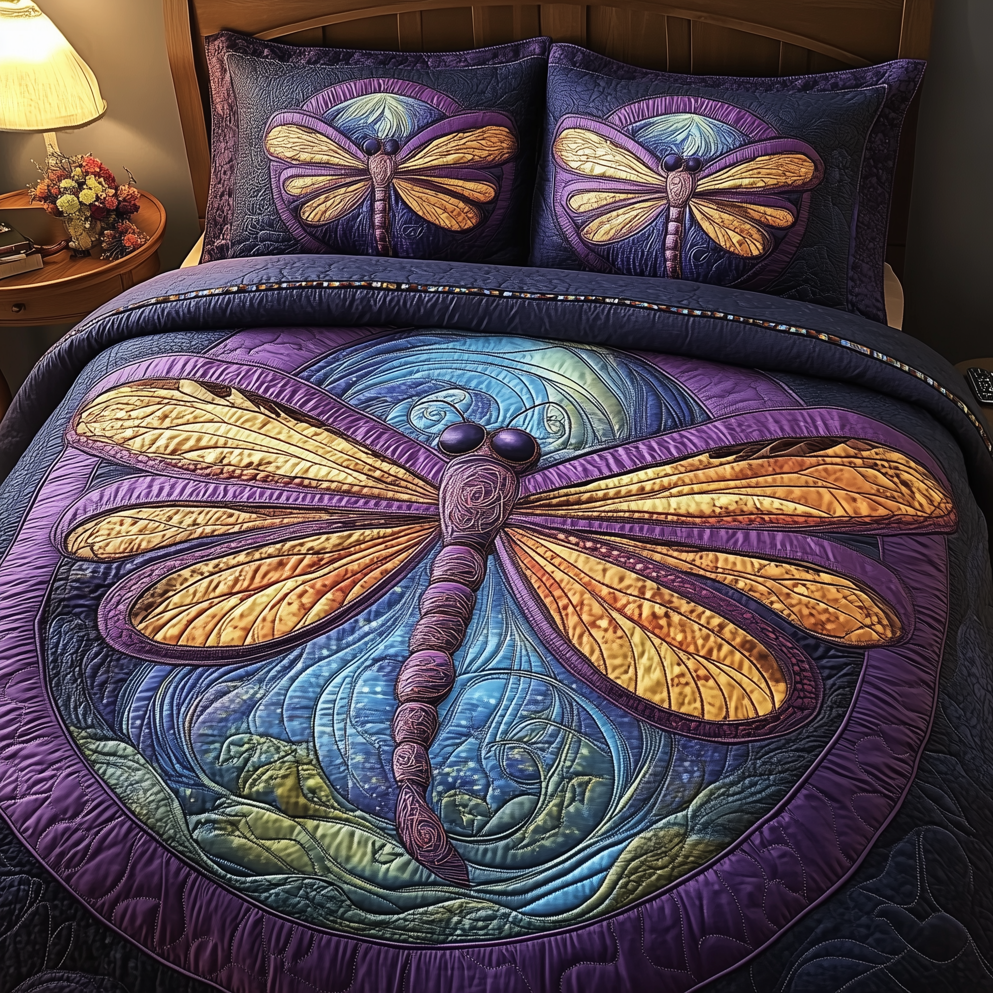 Celestial Drifter Quilted Bedding Set Dragonfly Duvet Cover Mother To Be Gifts