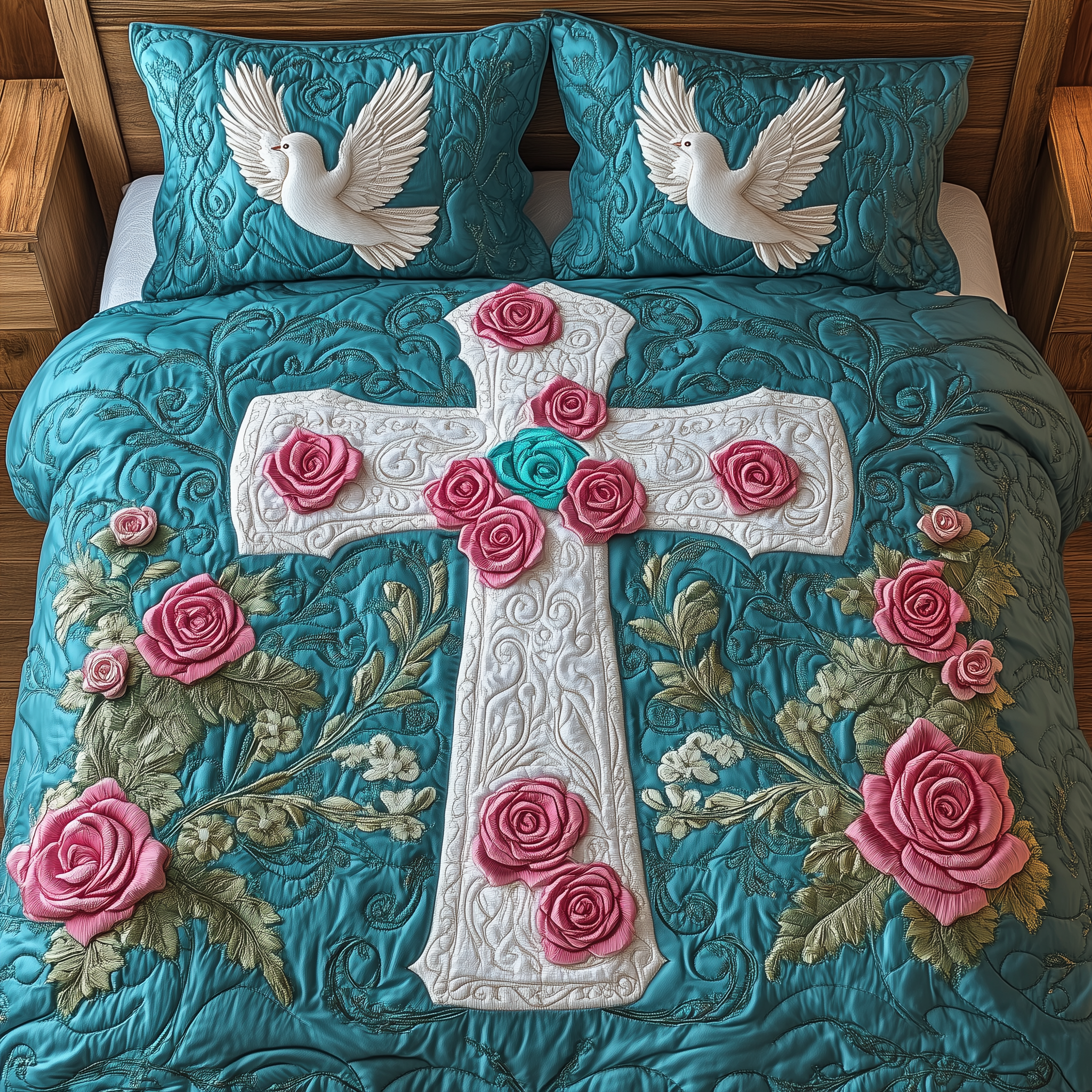 Celestial Harmony Cross Quilted Bedding Set Duvet Cover Bedspread Set Mom And Daughter Gifts