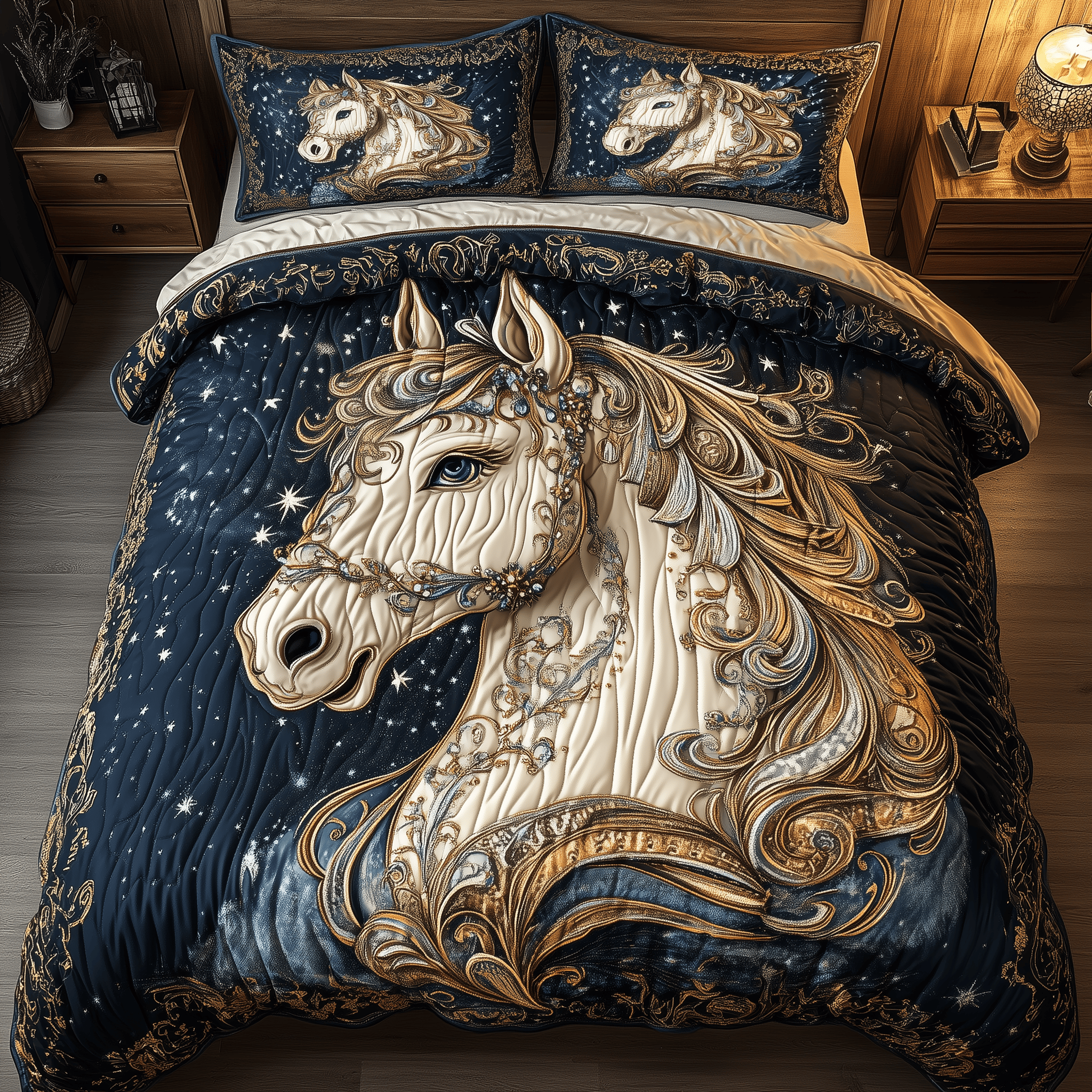 Celestial Stallion Quilted Bedding Set Awesome Duvet Cover Bedspread Set Thoughtful Mother's Day Gifts