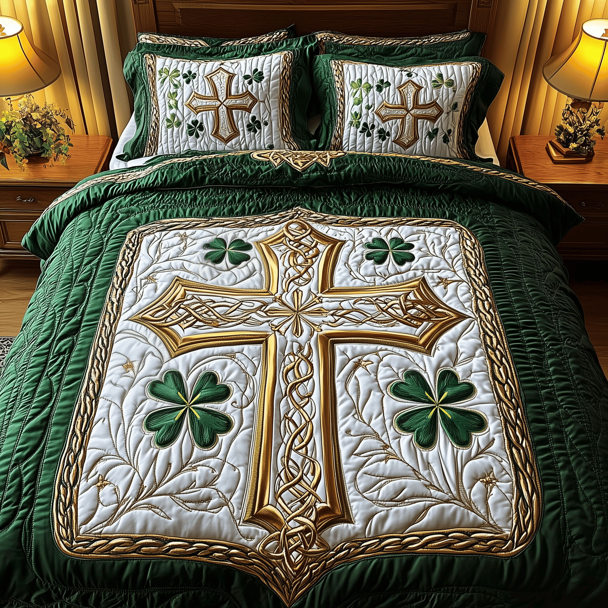 Celtic Cross Quilted Bedding Set Duvet Cover Bedspread Set Item Fathers Day Gift From Daughter
