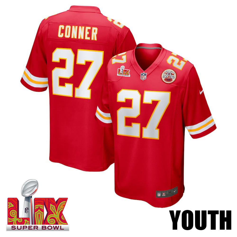 Chamarri Conner #27 Kansas City Chiefs Super Bowl LIX YOUTH Jersey - Red - JS402