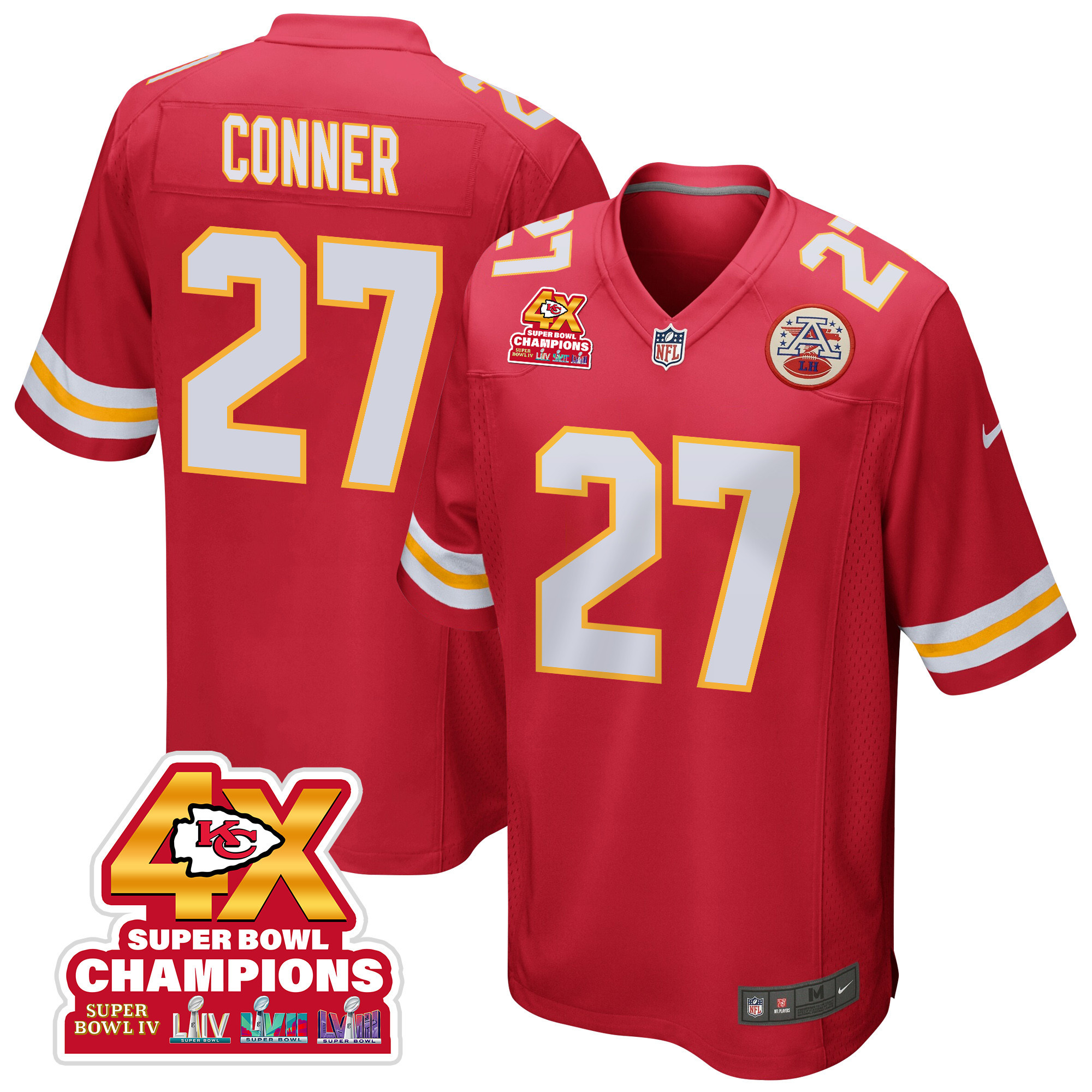 Chamarri Conner 27 Kansas City Chiefs Super Bowl LVIII Champions 4X Game Men Jersey - Red - JSDV115