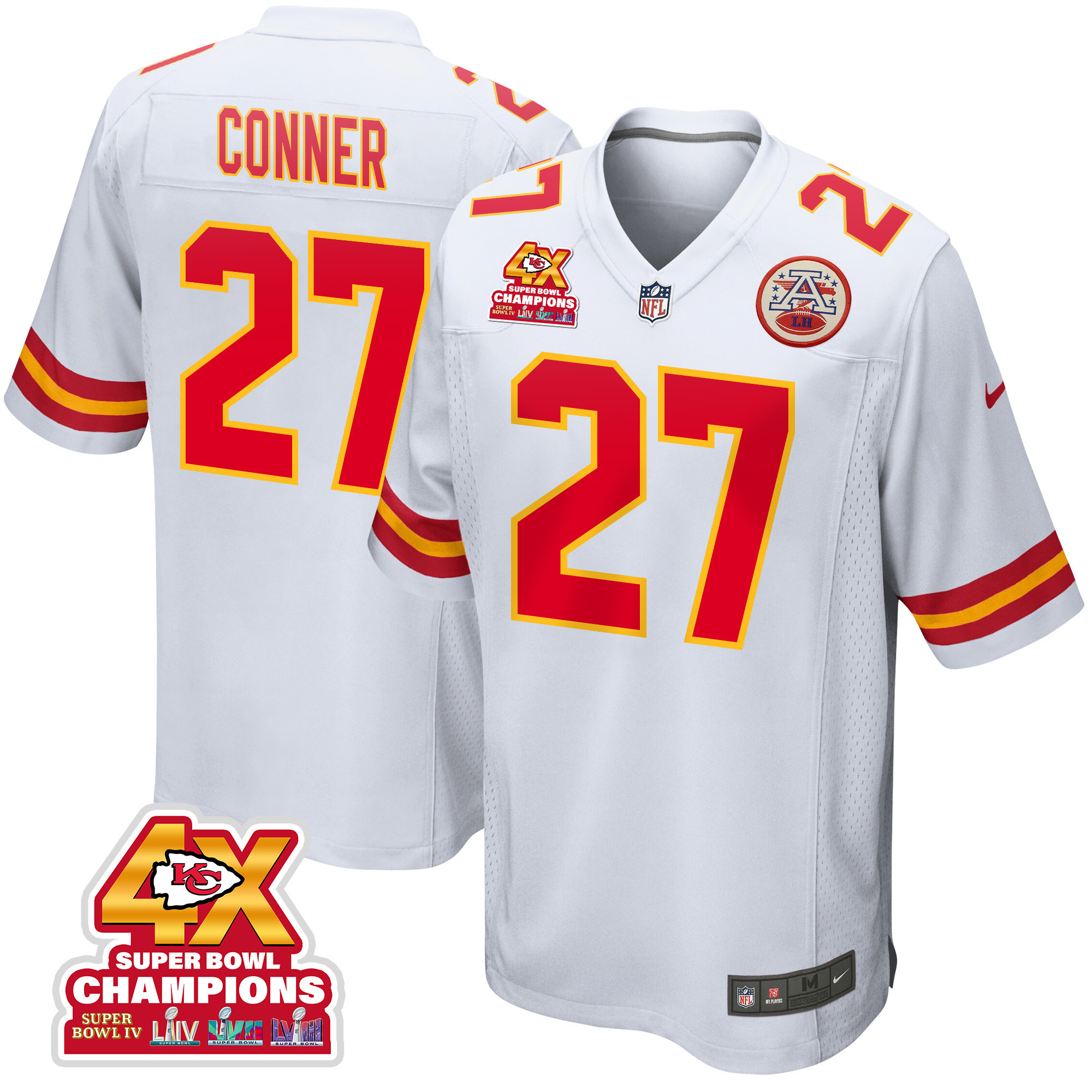 Chamarri Conner 27 Kansas City Chiefs Super Bowl LVIII Champions 4X Game Men Jersey - White - JSDV918