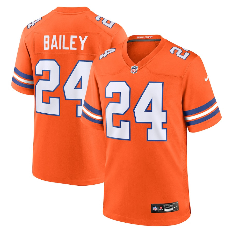 Champ Bailey 24 Denver Broncos Mile High Collection 1977 Throwback Retired Player Game Men Jersey - Orange - JSDV160