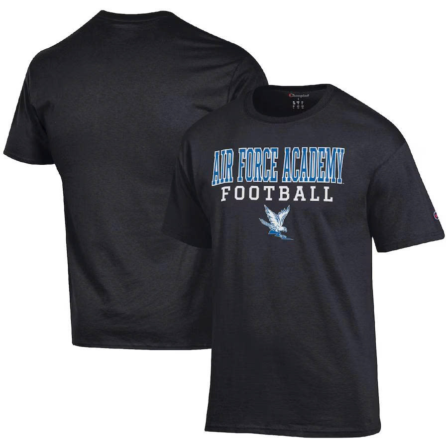 Champion Black Air Force Falcons Football Stack T-Shirt Football Fan Gift Ideas