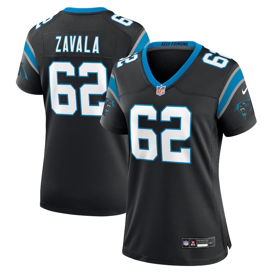 Chandler Zavala 62 Carolina Panthers Women's Game Jersey - Black - JS920