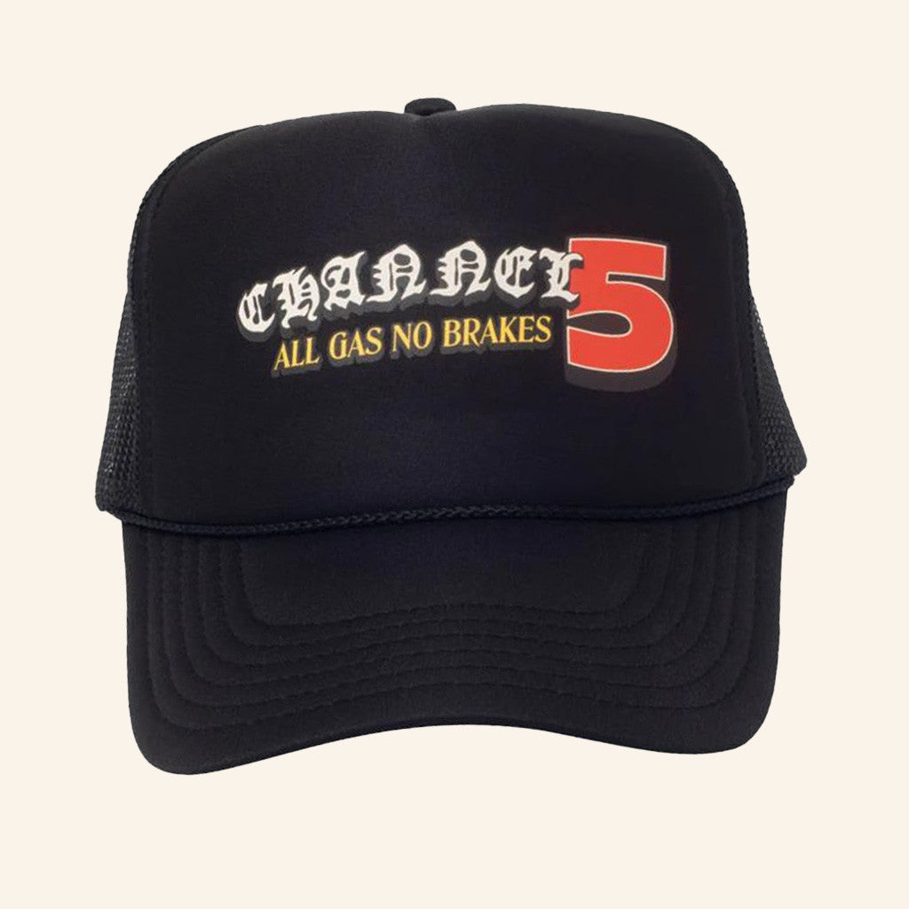 Channel 5 Merch All Gas No Brakes Black Foam Trucker Hat Gifts For Father
