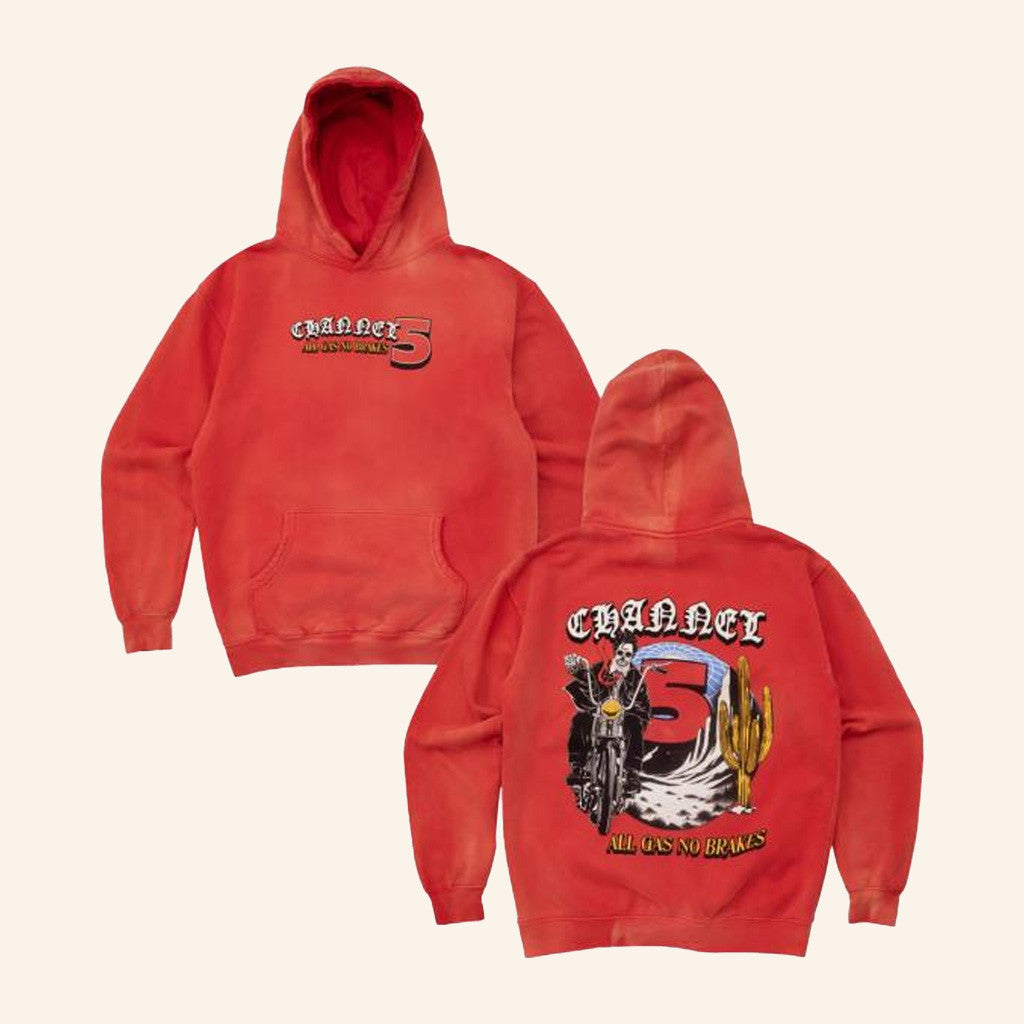 Channel 5 Merch All Gas Red Sun Faded Hoodie Gifts For Him