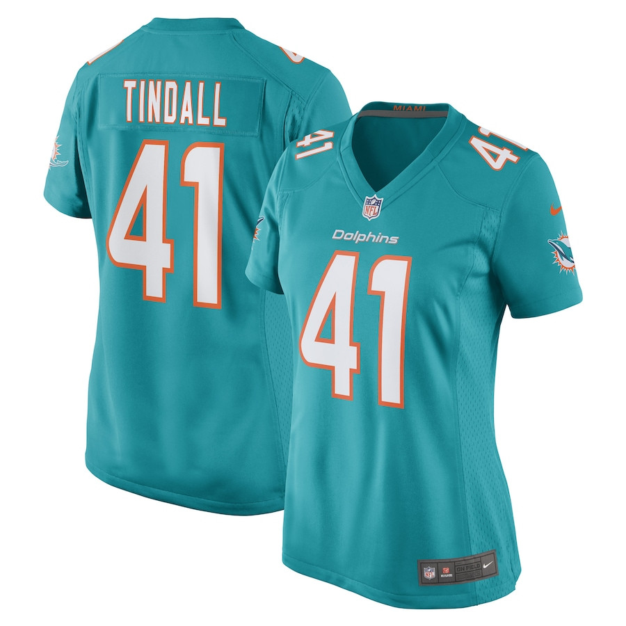 Channing Tindall 41 Miami Dolphins Women Game Jersey - Aqua - JS163