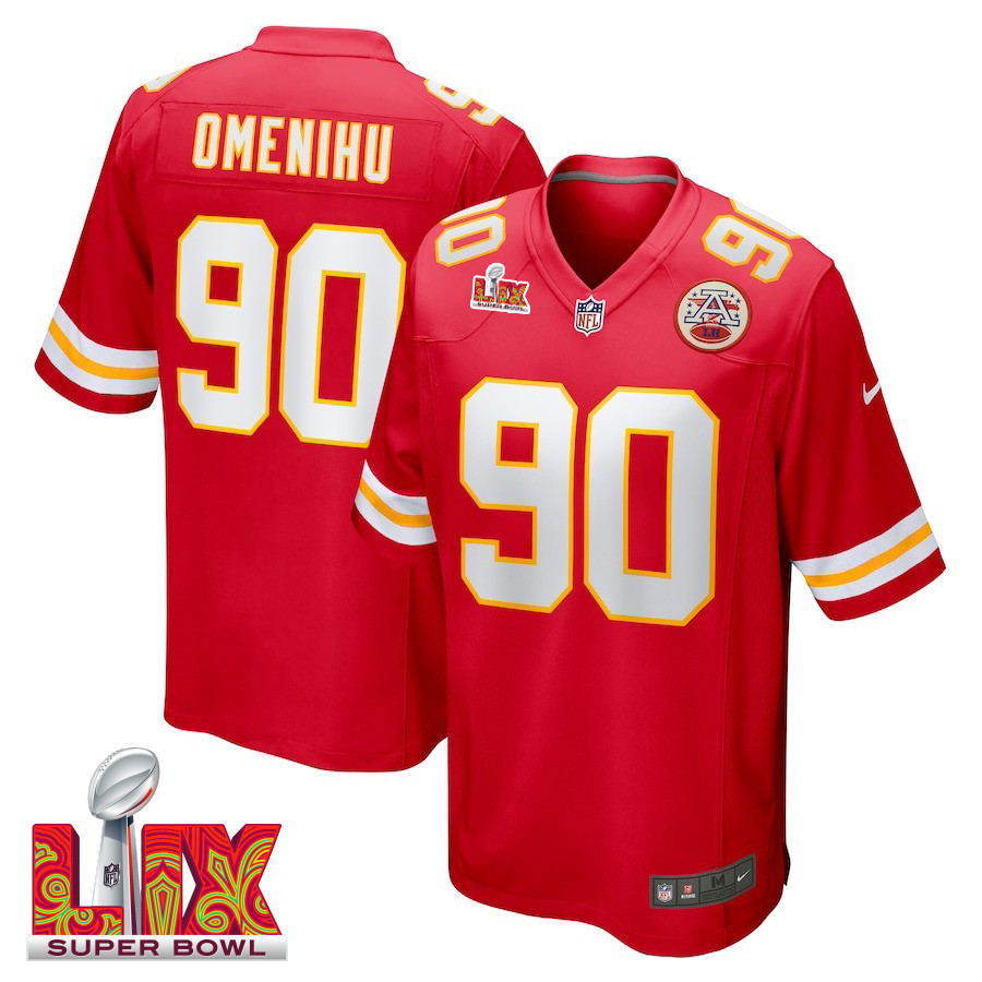 Charles Omenihu #90 Kansas City Chiefs Super Bowl LIX Jersey - Men's - Red - JS382