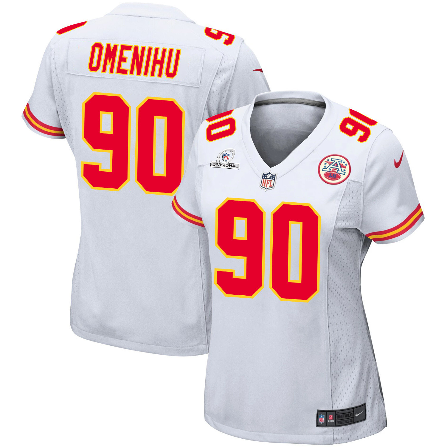 Charles Omenihu 90 Kansas City Chiefs Super Bowl LVIII Patch Game Women Jersey - White - JSDV895