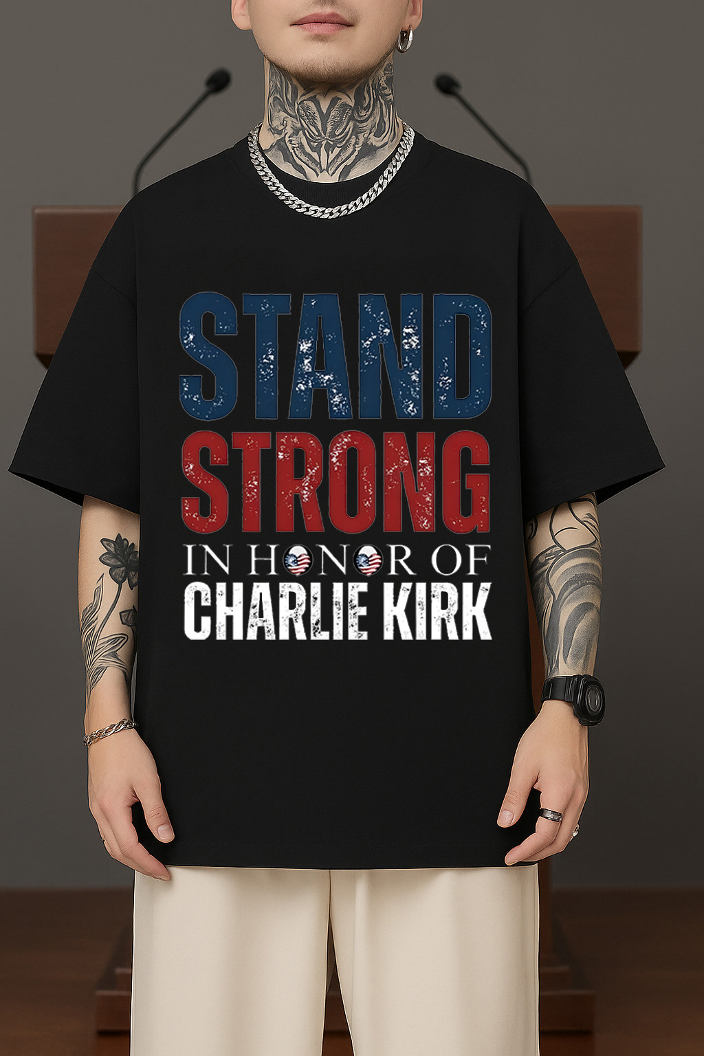 Charlie Kirk Shirt Stand Strong In Honor Of Charlie Kirk Merch Gift For Patriots