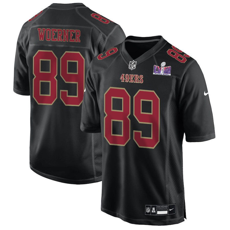 Charlie Woerner 89 San Francisco 49ers Super Bowl LVIII Patch Fashion Game Men Jersey - Carbon Black - JSDV470