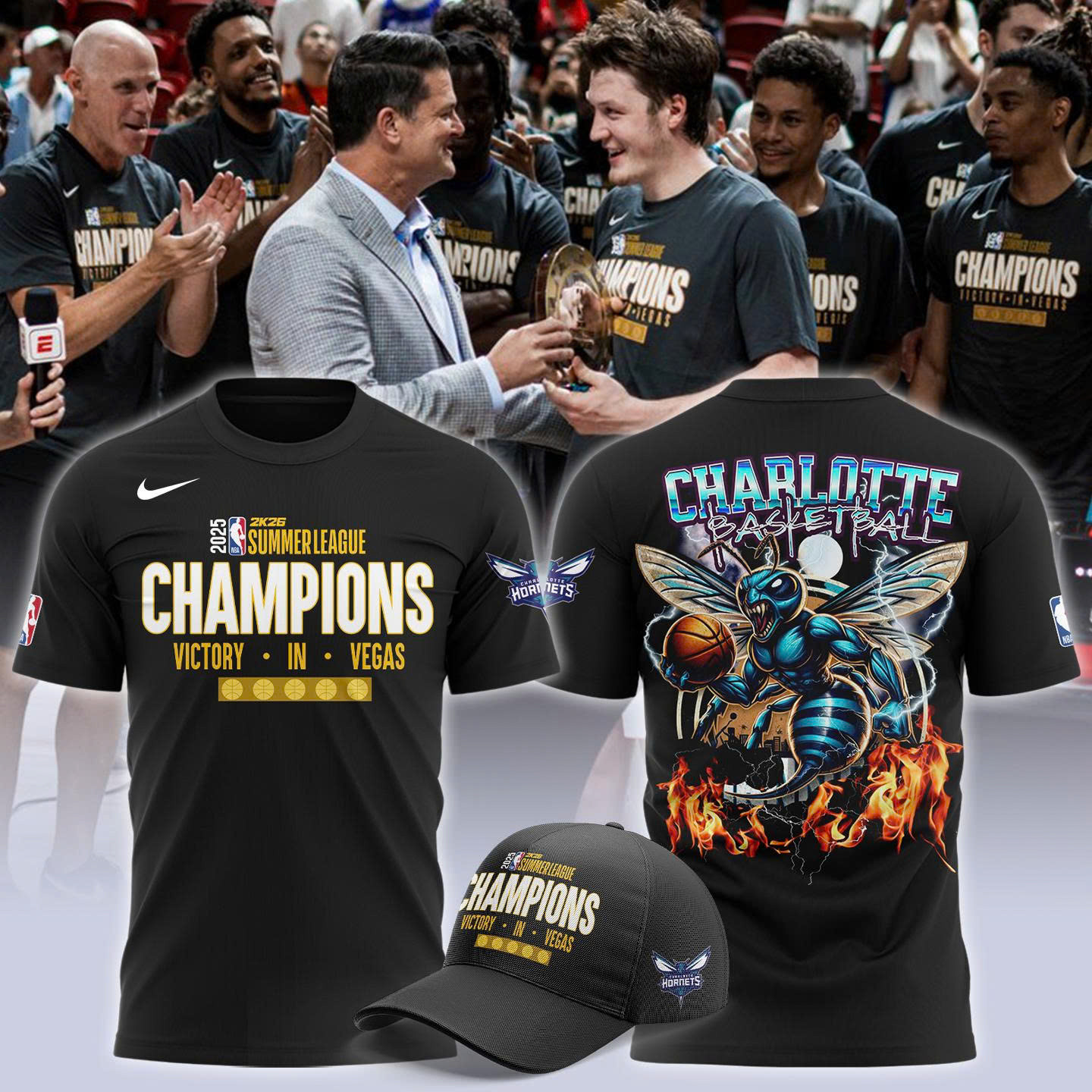 Charlotte Hornets 2025 NBA Summer League Champions T-Shirt Gifts For Basketball Fan
