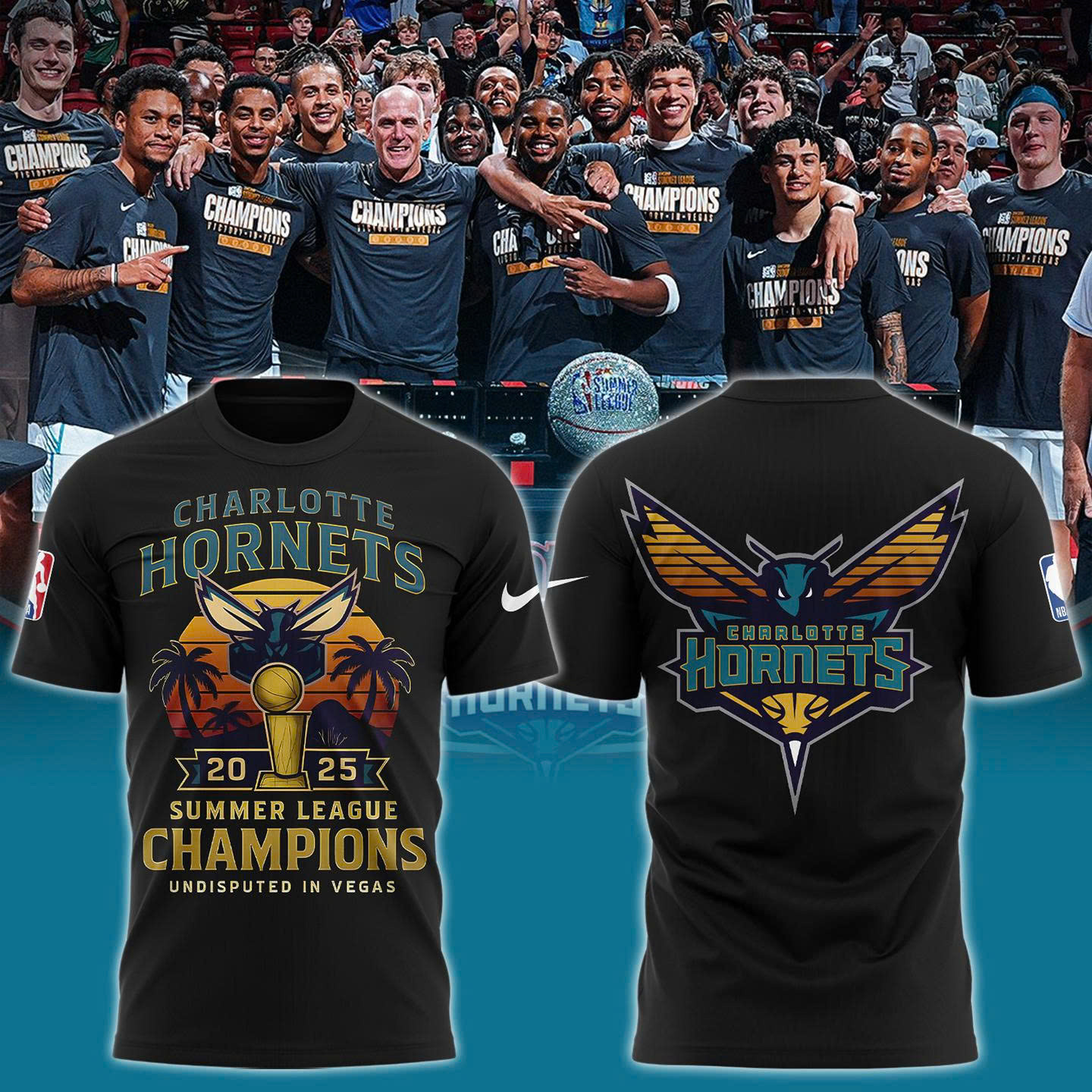 Charlotte Hornets 2025 Summer League Champions Undisputed In Vegas T-Shirt Dad Gifts