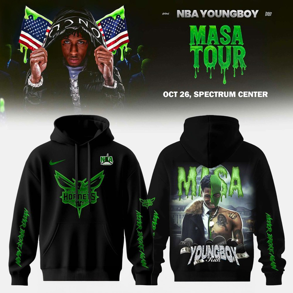 Charlotte Hornets X Young Boy Masa Tour Hoodie Charlotte Hornets Merch Gift For Basketball Lover