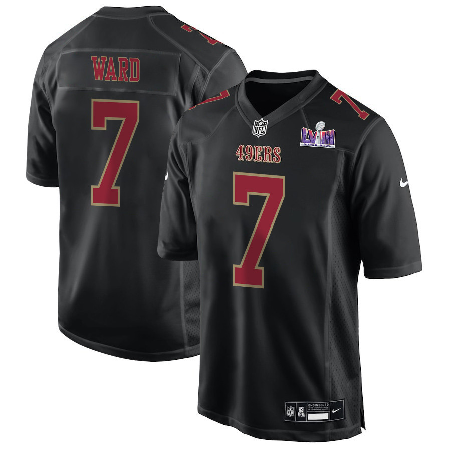 Charvarius Ward 7 San Francisco 49ers Super Bowl LVIII Patch Fashion Game Men Jersey - Carbon Black - JSDV733