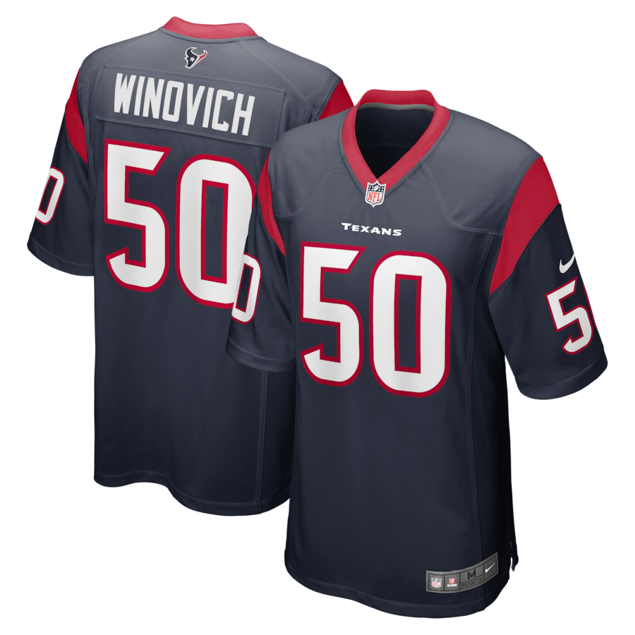 Chase Winovich 50 Houston Texans Men Game Jersey - Navy - JS408