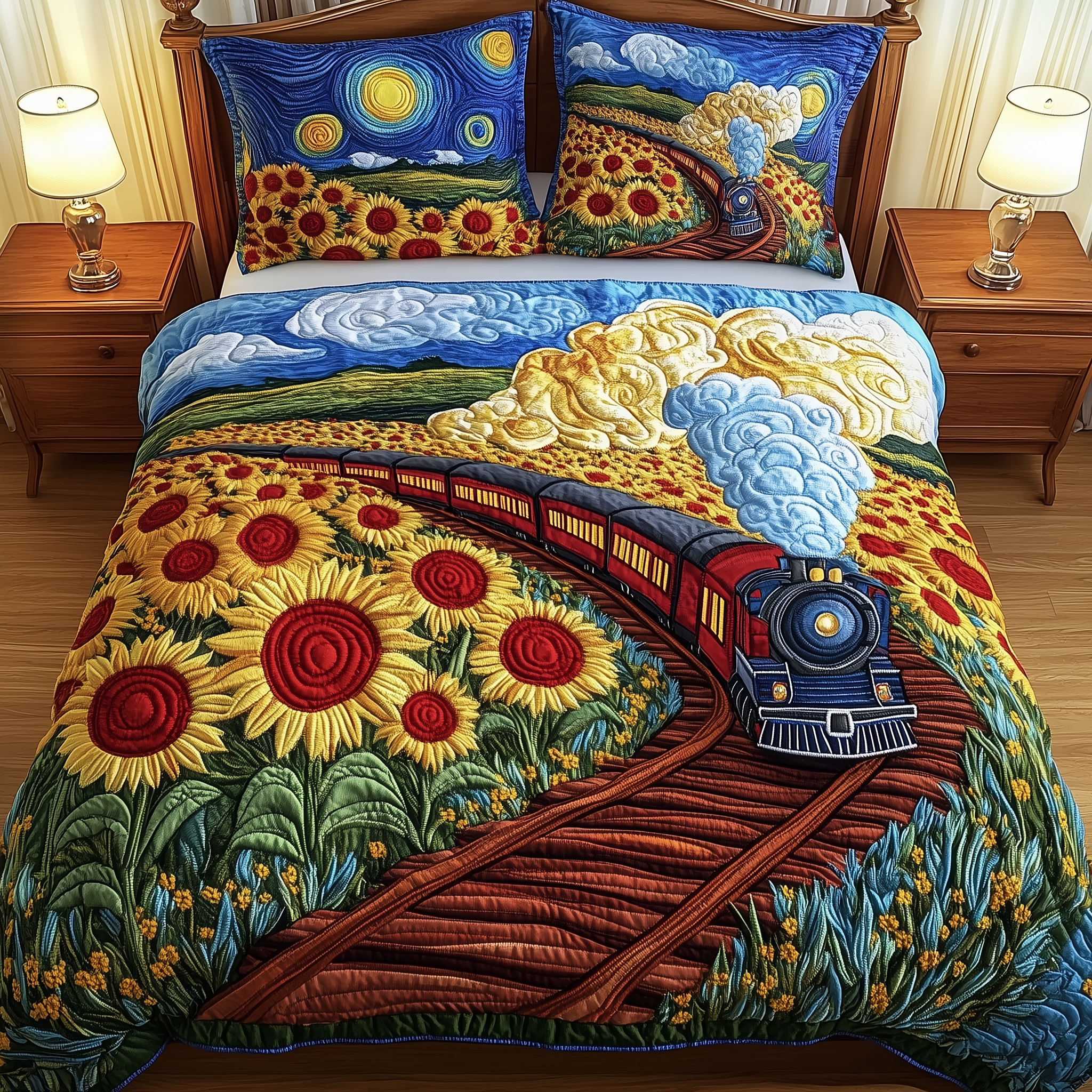 Chasing the Sun Quilted Bedding Set Unique Duvet Cover Bedspread Set Perfect Mother's Day Gift For Wife