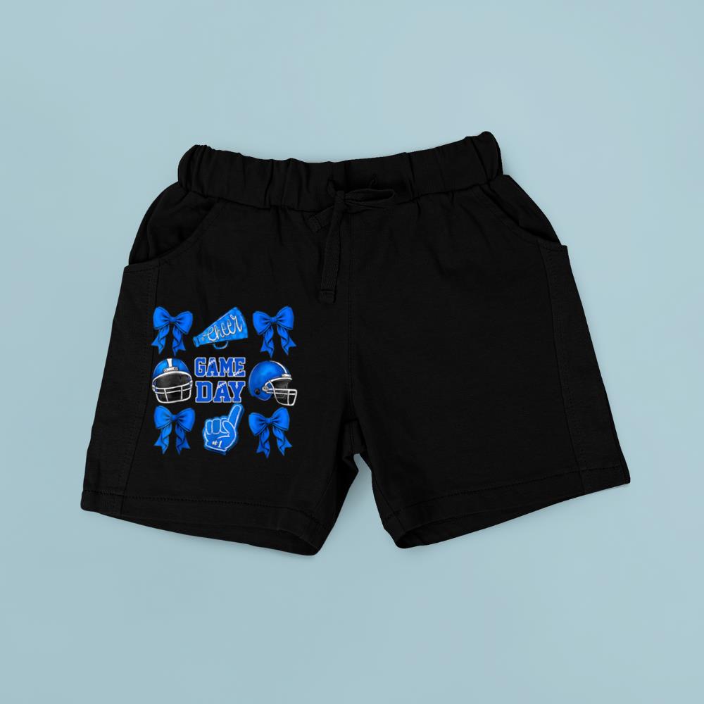 Cheer Blue Football Coquette Bow Football Mom Game Day Women Short