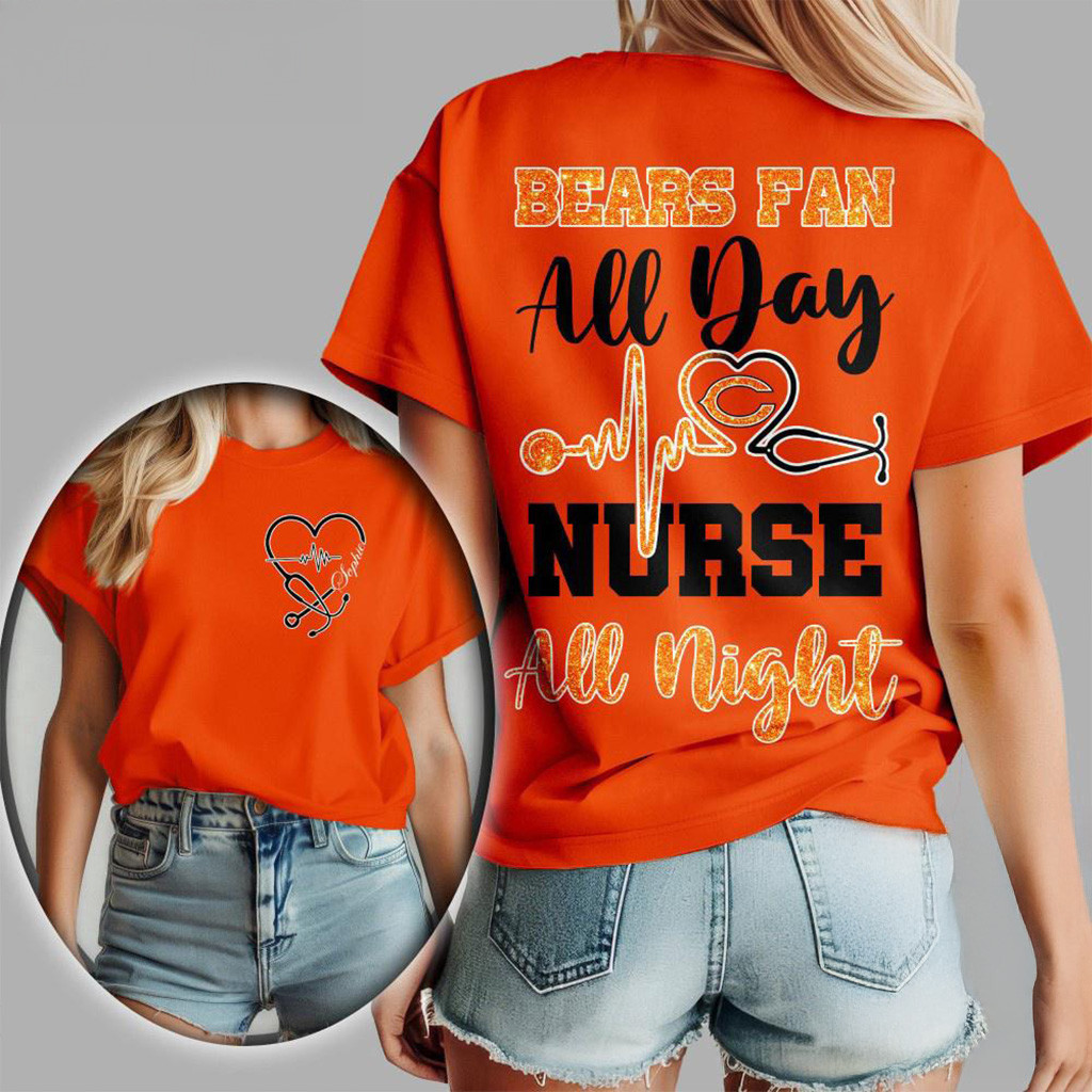 Chicago Bears NFL All Day Nurse All Night Shirt Chicago Bears Merch Presents For Football Lovers