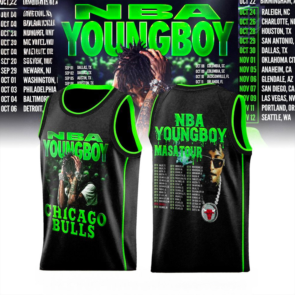 Chicago Bulls X NBA Youngboy Masa Tour Jersey Chicago Bulls Merch Gifts For Fans