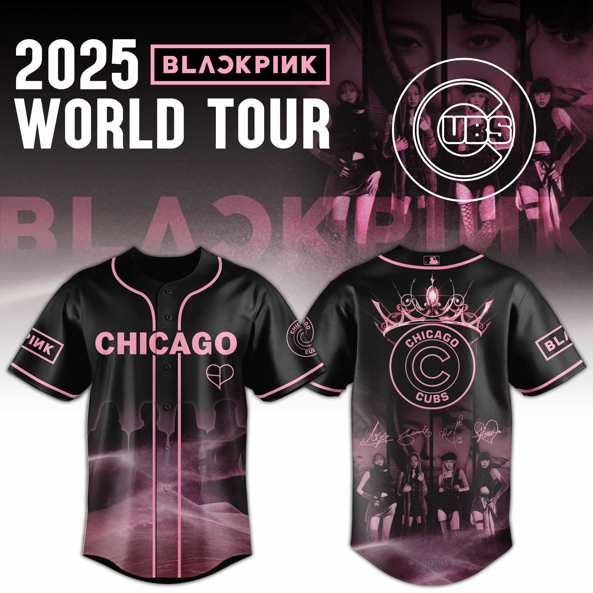 Chicago Cubs Mlb X Black Pink World Tour Baseball Jersey For Fans
