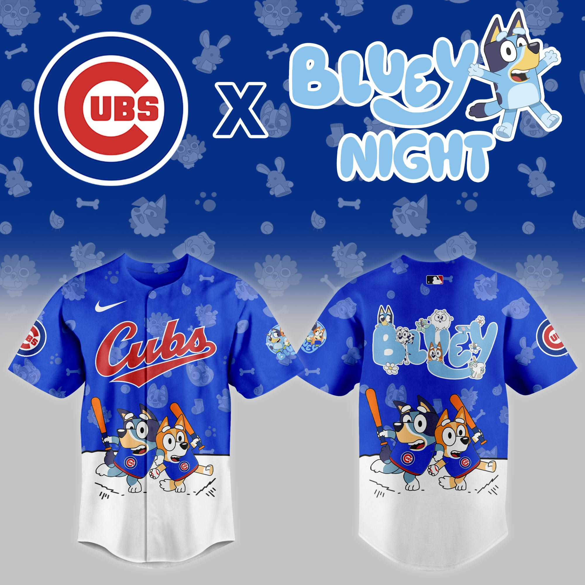 Chicago Cubs Mlb X Bluey Night Baseball Jersey For Fan