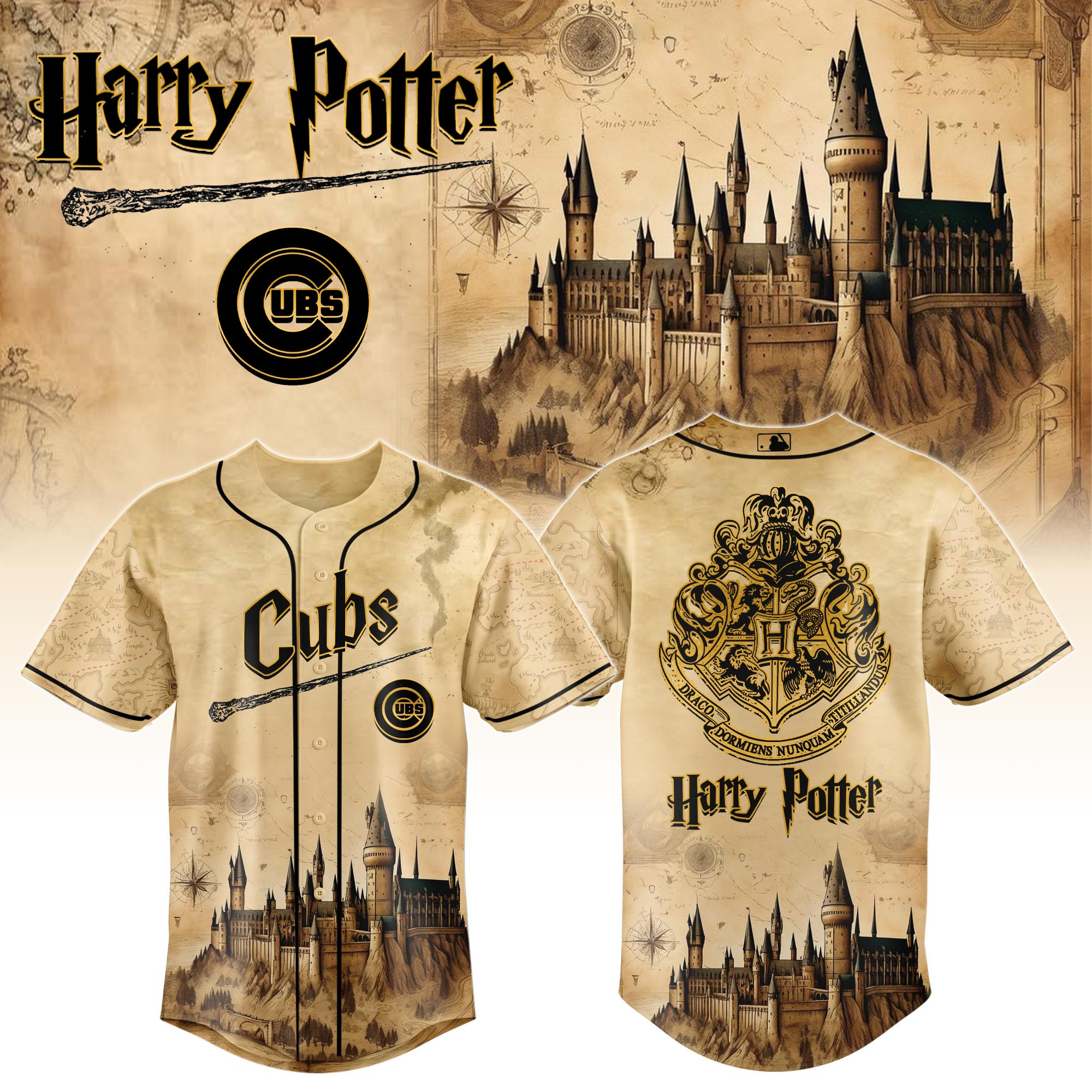Chicago Cubs Mlb X Harry Potter Hogwarts Baseball Jersey For Fan