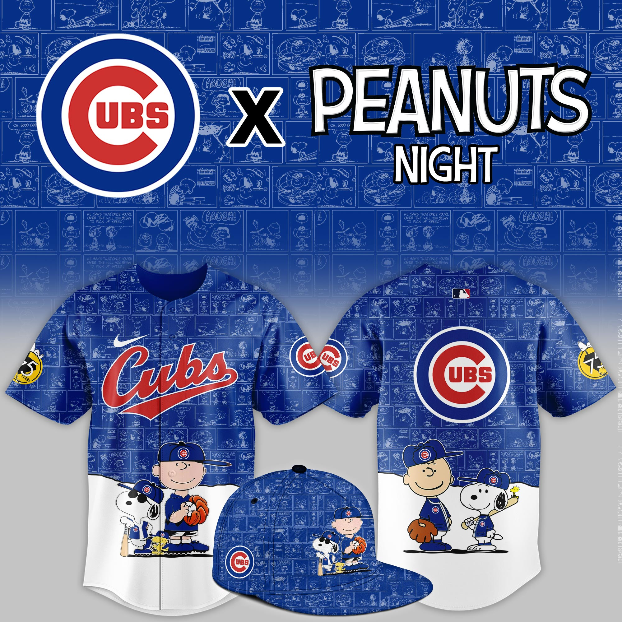 Chicago Cubs Mlb X Peanuts Night Baseball Jersey For Fan