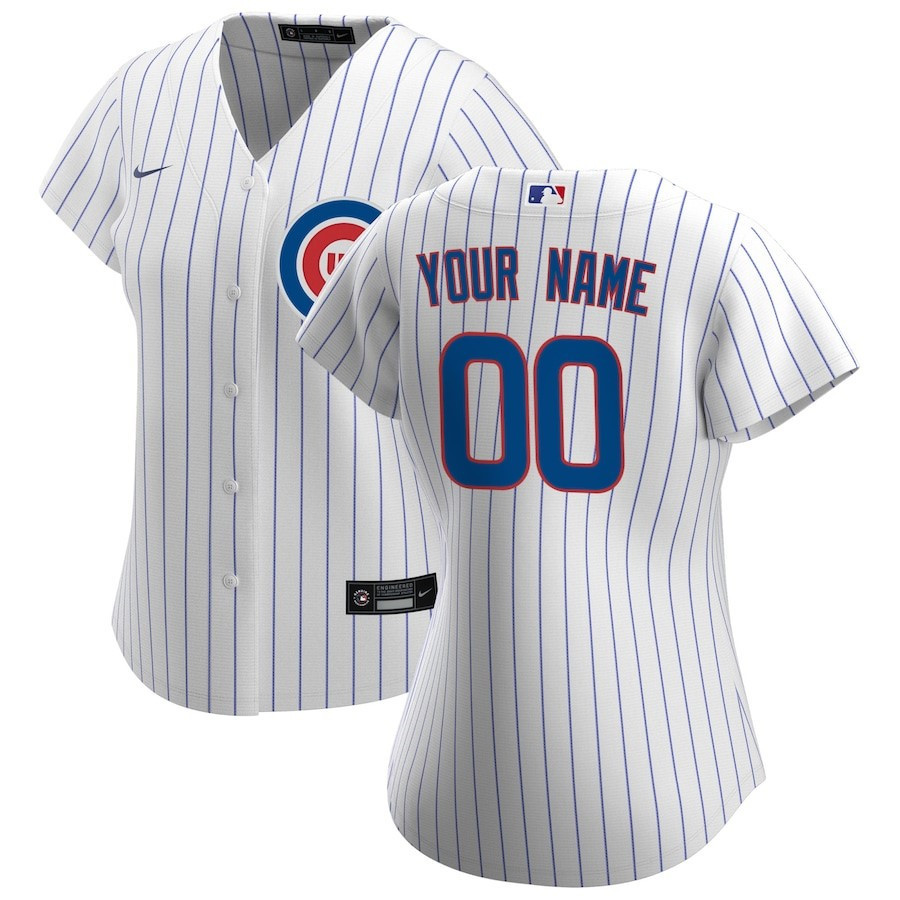 Chicago Cubs Women's Home Custom Jersey - White - JS358