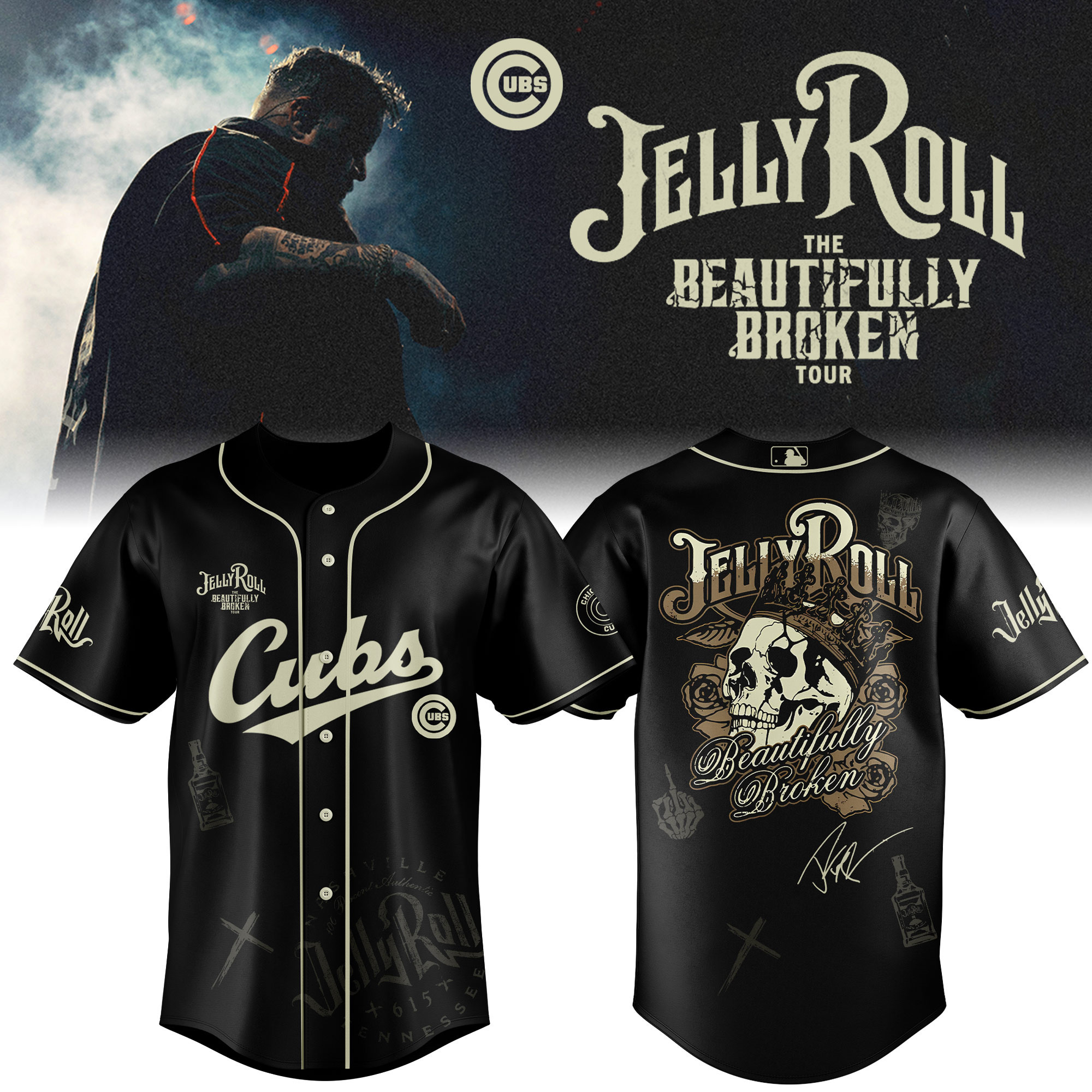 Chicago Cubs X Jelly Roll Baseball Jersey 2025 Gift For Baseball Fans