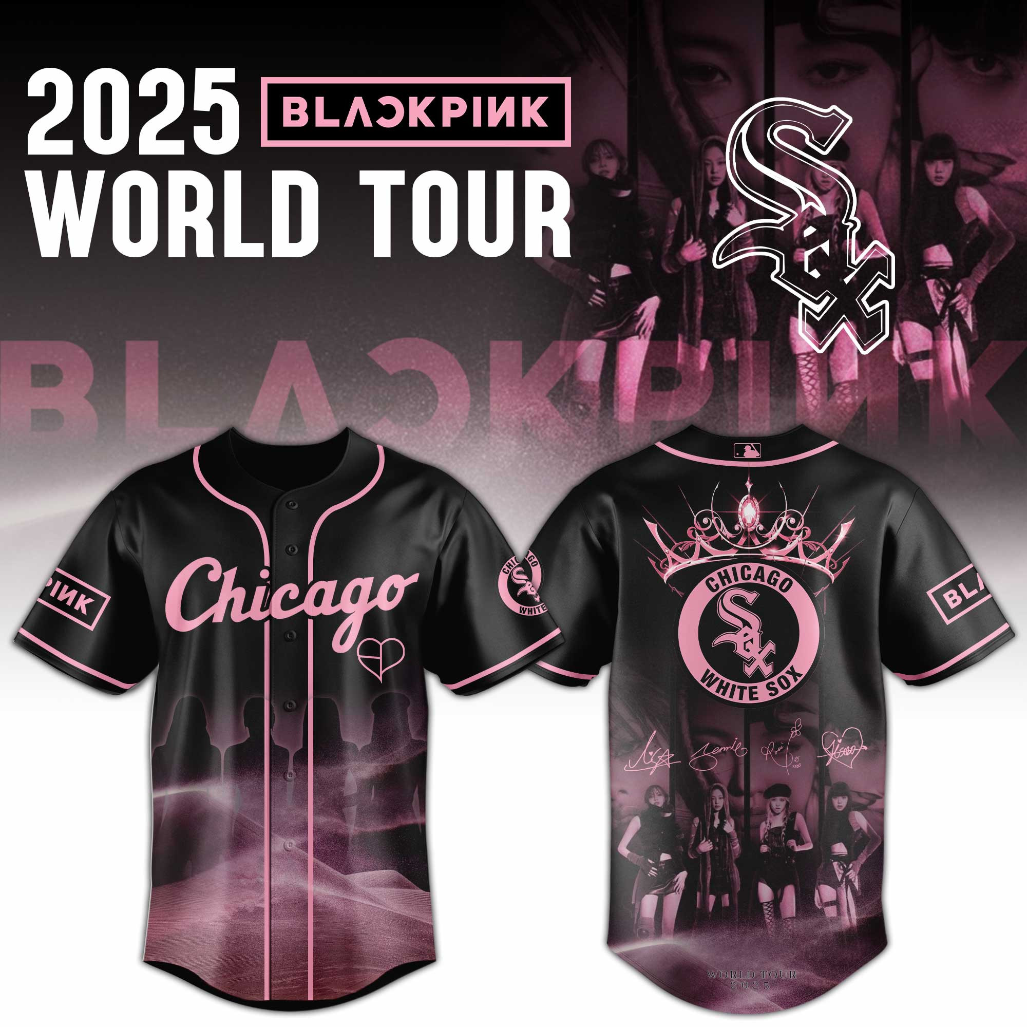 Chicago White Sox Mlb X Black Pink World Tour Baseball Jersey For Fans