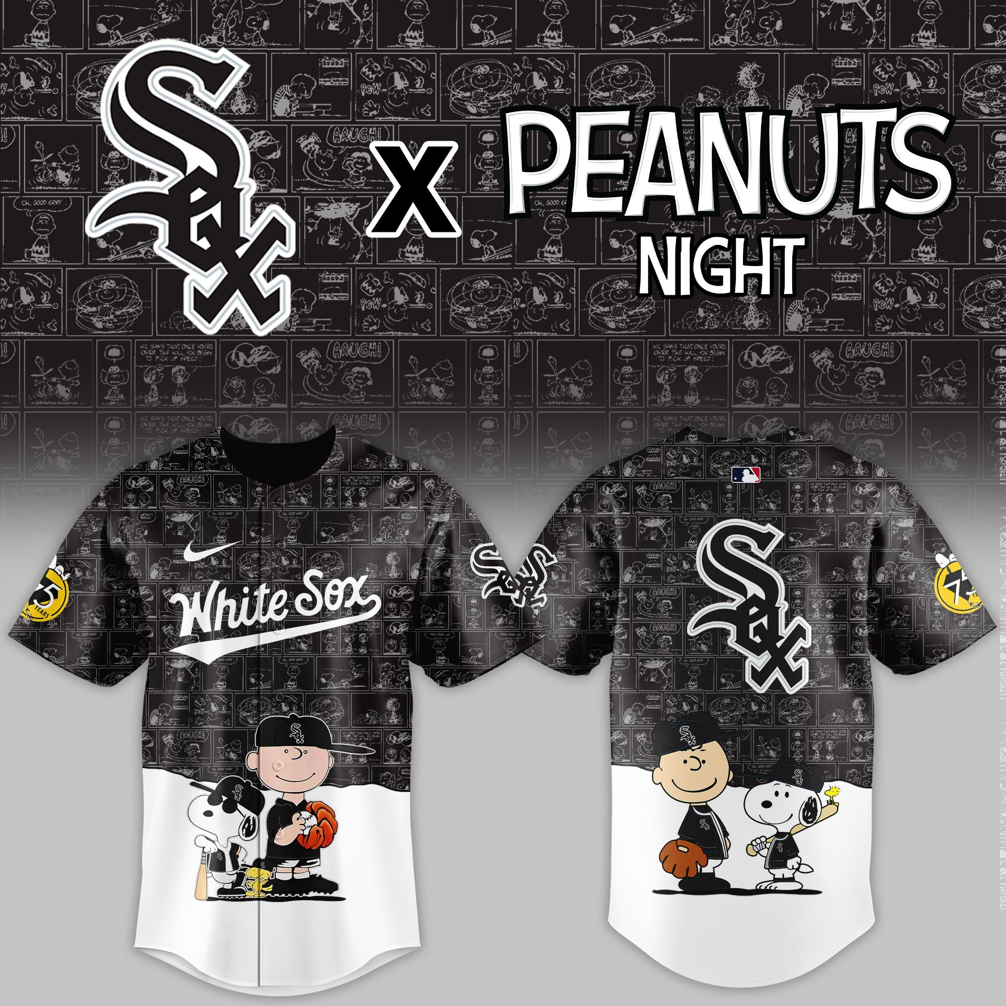 Chicago White Sox Mlb X Peanuts Night Baseball Jersey For Fan