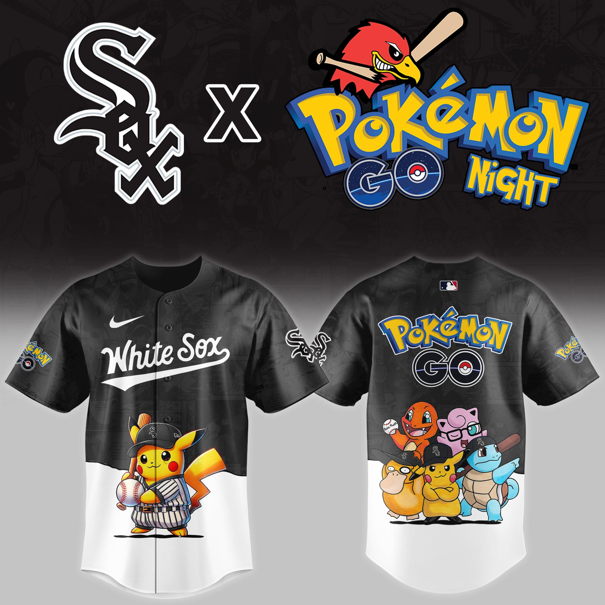 Chicago White Sox Mlb X Pokemon Go Night Baseball Jersey For Fan