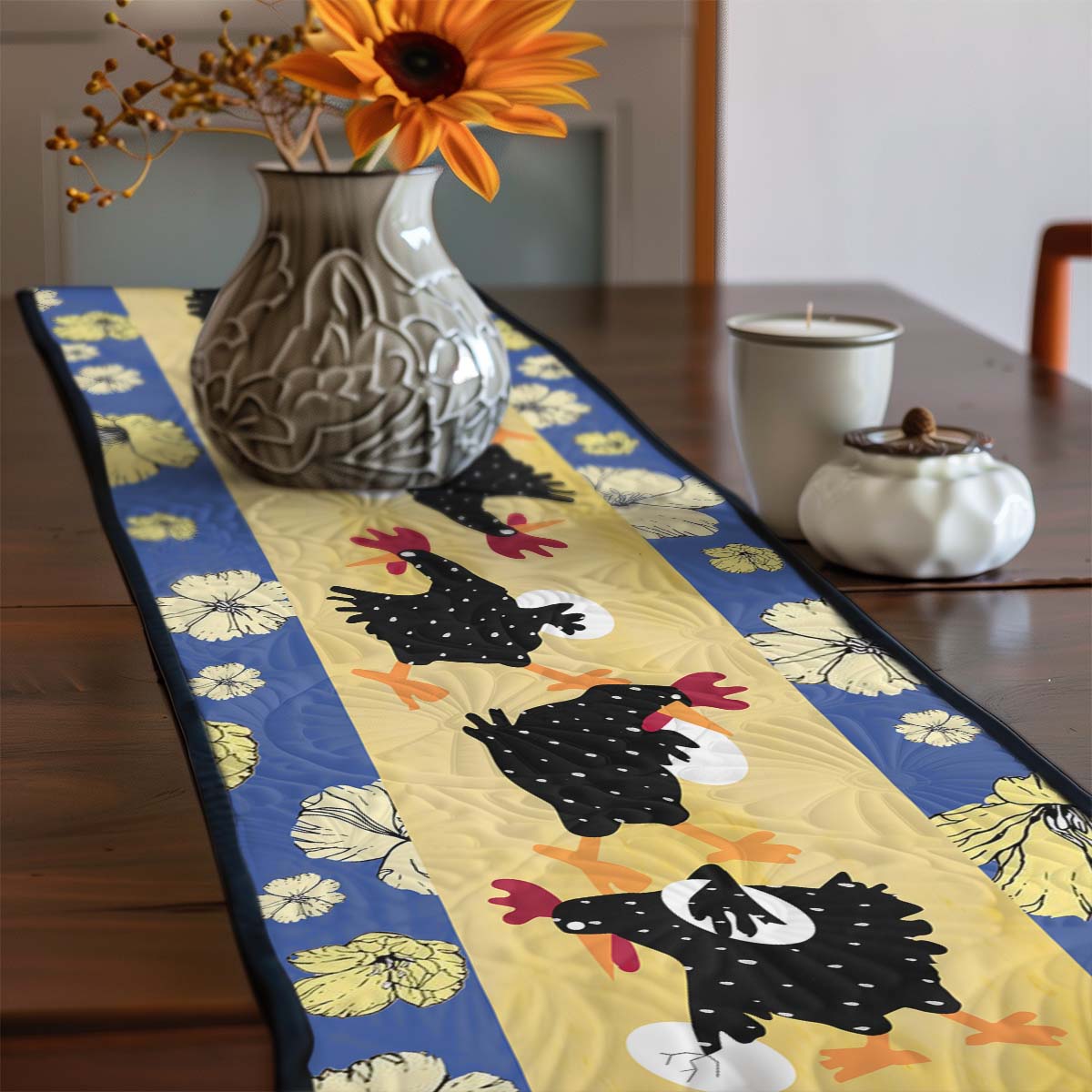 Chicken Quilted Table Runner Decorations Items Novelty Gifts For Chicken Farmers
