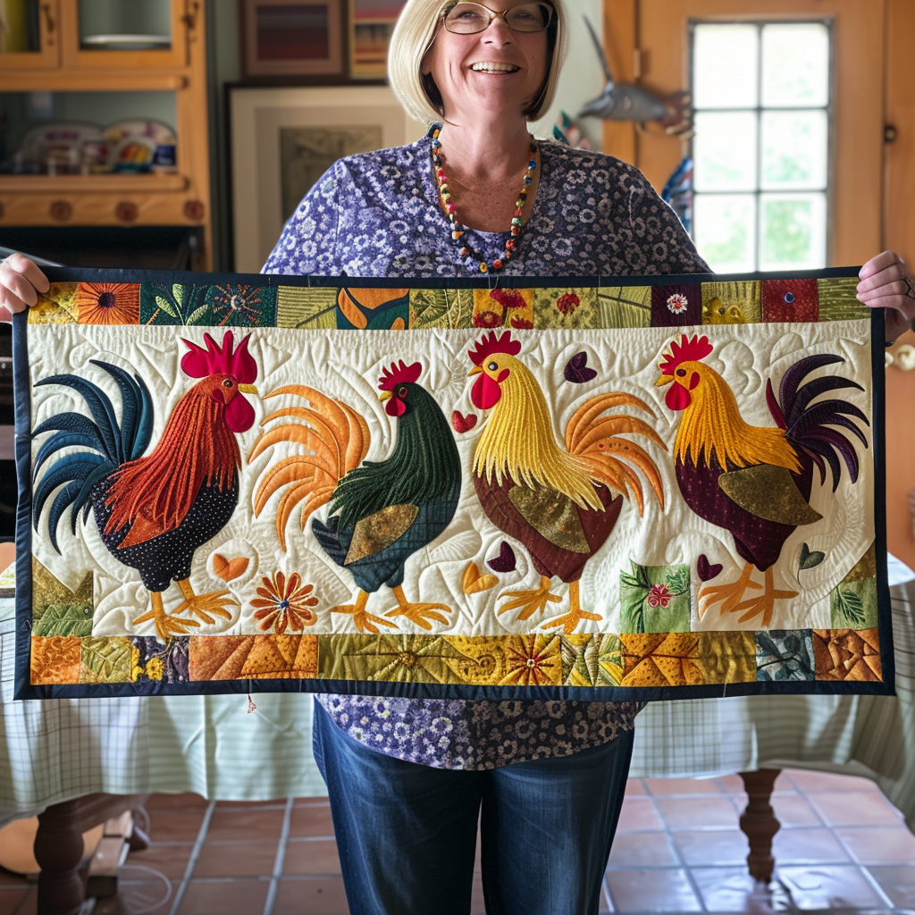 Chicken Quilted Table Runner Decorations Themed Items Best Gifts For Chicken Lovers
