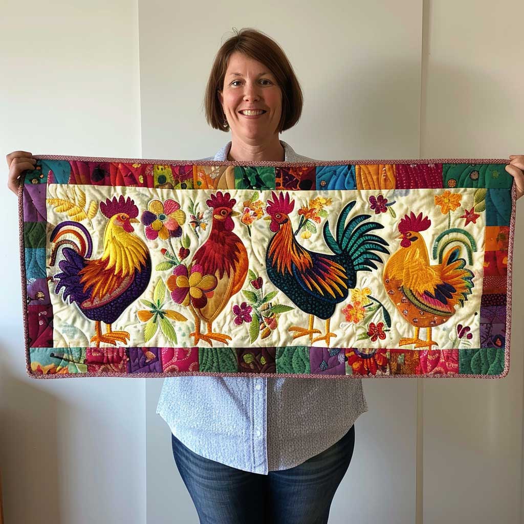 Chicken Quilted Table Runner Decorations Themed Items Best Gifts For Chicken Lovers