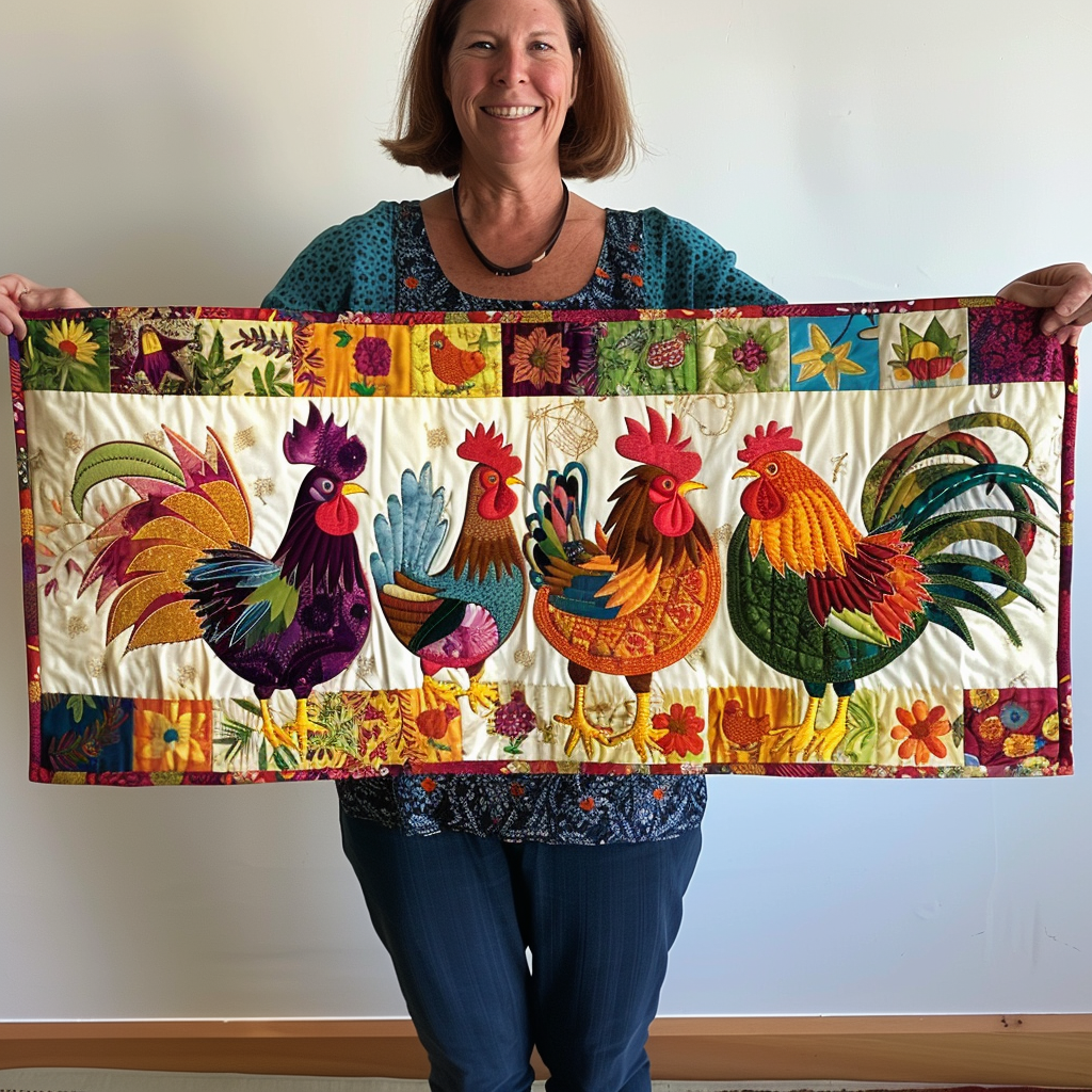 Chicken Quilted Table Runner Home Decorations Best Presents Gifts For Chicken Lovers