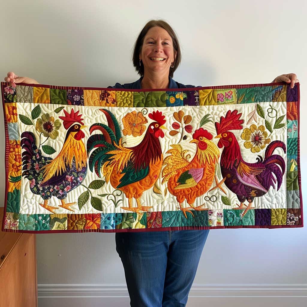 Chicken Quilted Table Runner Home Decorations Best Presents Gifts For Chicken Lovers