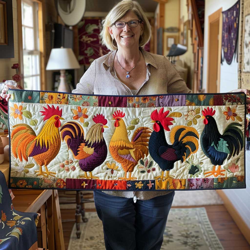 Chicken Quilted Table Runner Home Decorations Christmas Gifts For Chicken Lovers