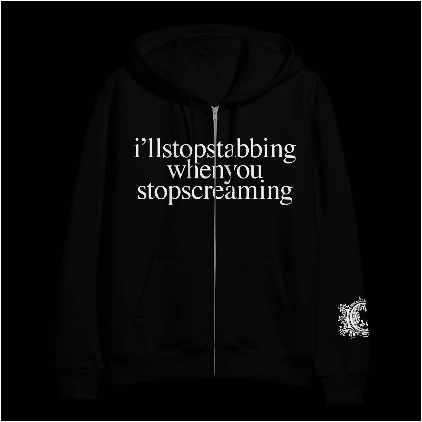 Chiodos Merch Chiodos I'll Stop Stabbing When You Stop Screaming Zip Hoodie Gifts For Friends