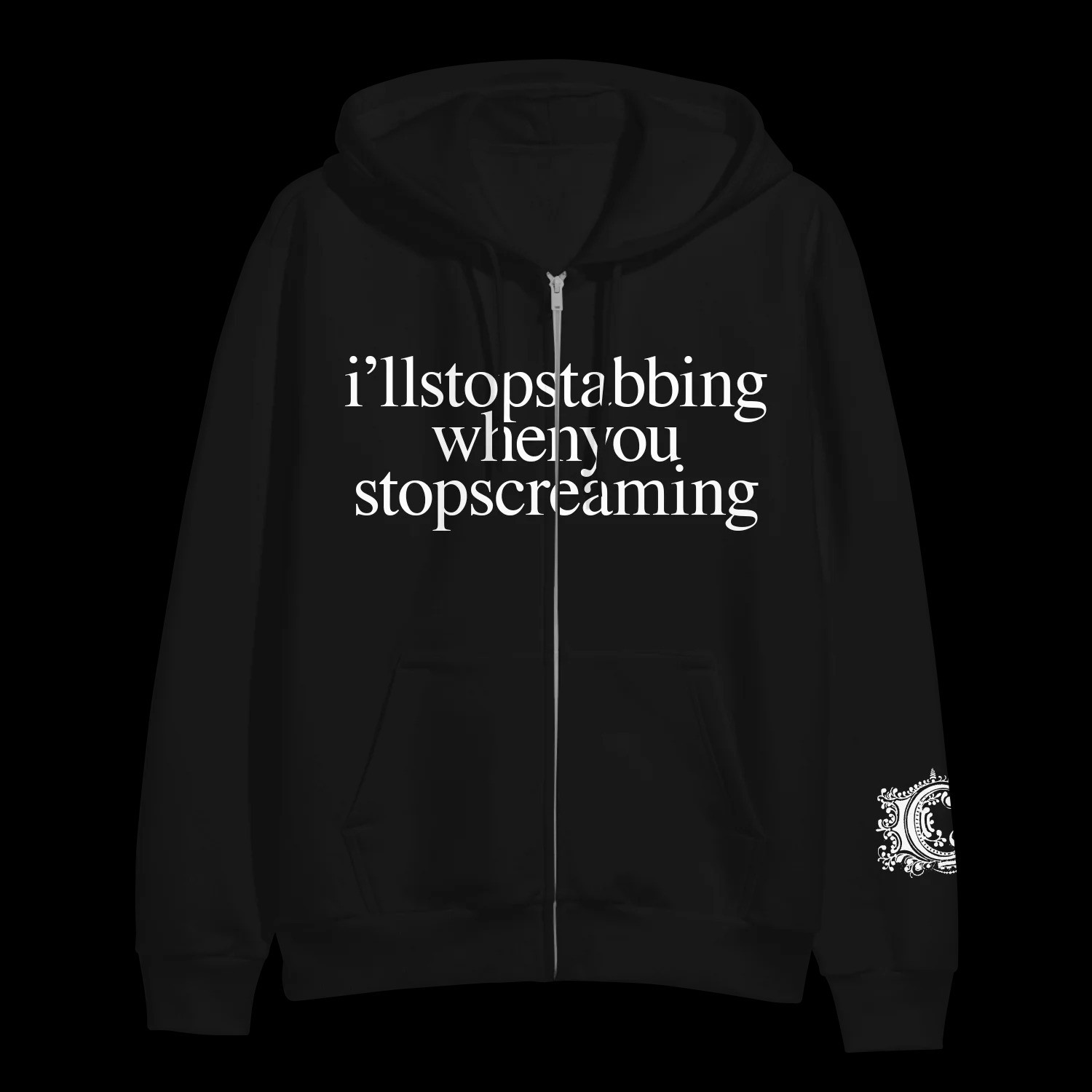 Chiodos Merch Chiodos I'll Stop Stabbing When You Stop Screaming Zip Hoodie Gifts For Friends