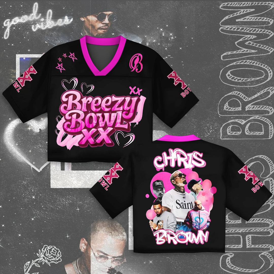 Chris Brown Breezy Bowl Crop Top Football Jersey Gift Ideas For Football Players