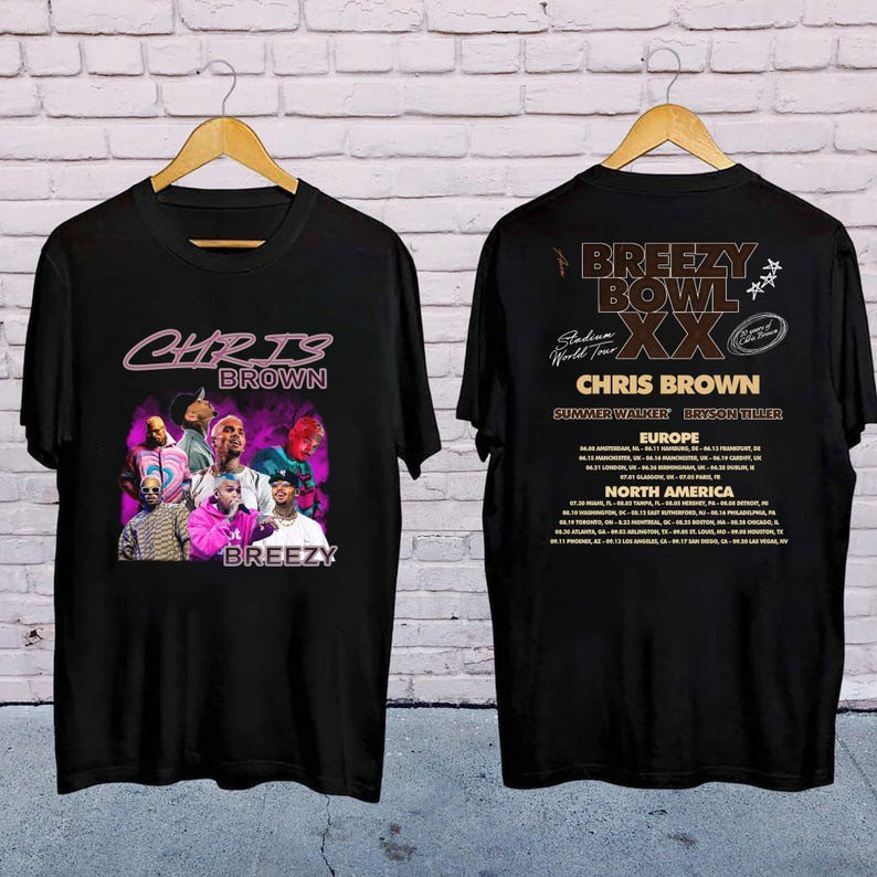 Chris Brown Breezy Bowl XX Tour 2025 Shirt Music Fans Gifts