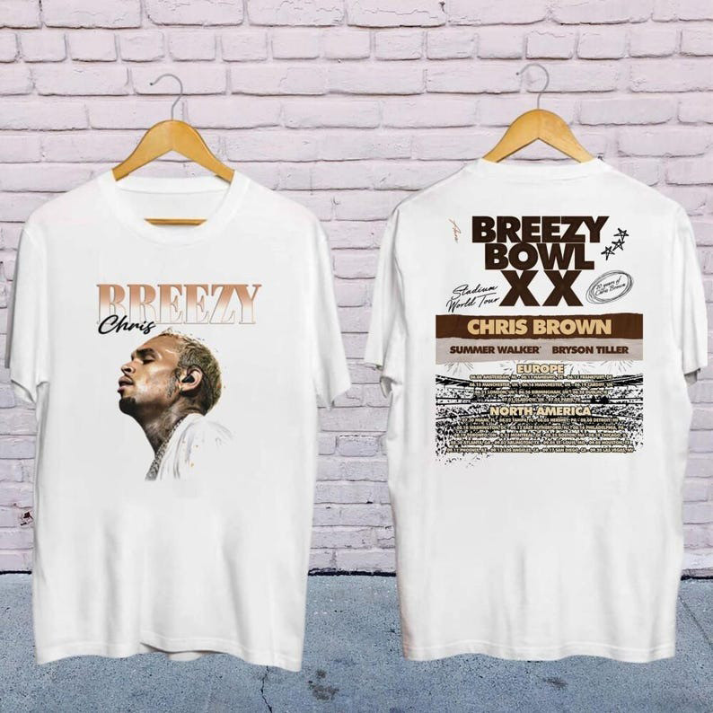 Chris Brown Breezy Bowl XX Tour 2025 T-Shirt Chris Brown 2025 Concert Merch