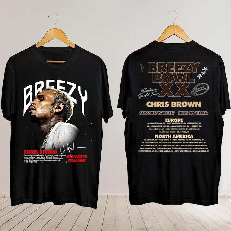 Chris Brown Breezy Bowl XX Tour 2025 T-Shirt Gifts For Boyfriend