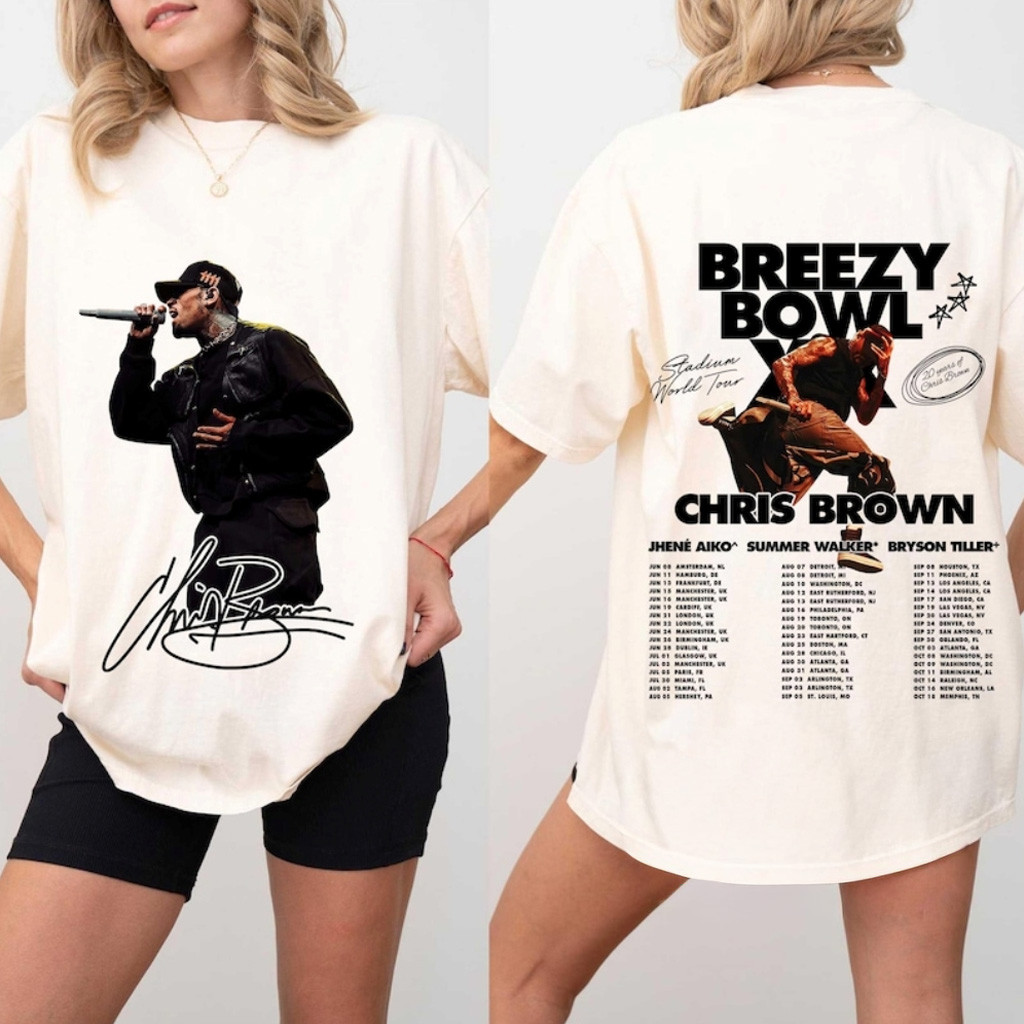 Chris Brown Breezy Bowl XX Tour T-Shirt 2025 Fan Merch Gifts For Music Lovers